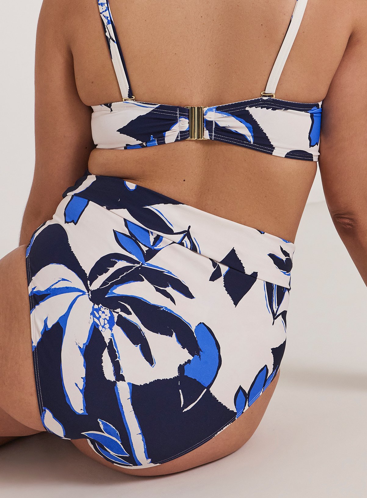 SIMPLY BE Magisculpt Fold Over Tummy Control Classic Bikini Brief Leaf Print 30 - Image 2 thumbnail